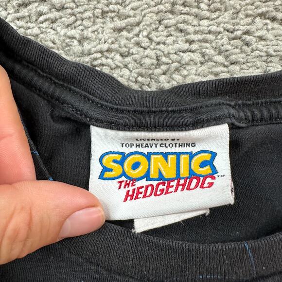Sonic The Hedgehog Shirt Mens Extra Large Black Blue AOP Sega Short Sleeve FLAW - Picture 4 of 11